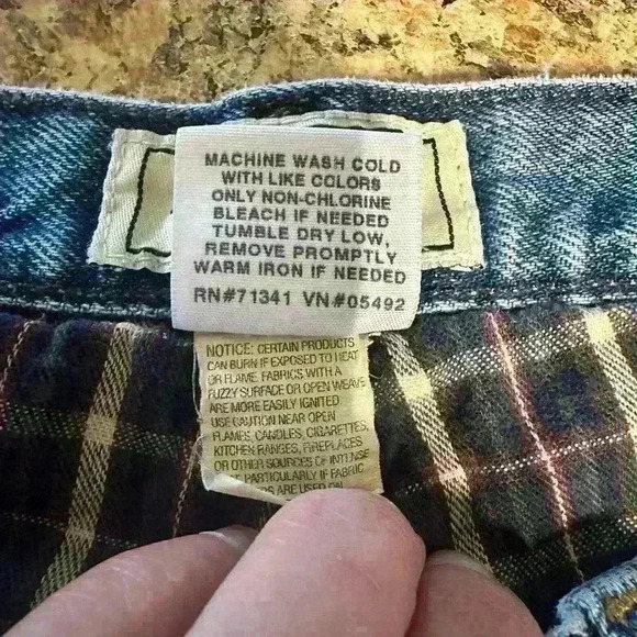 Flannel Lined LL Bean Mens Blue Jeans Actual 32x27 Straight Leg - Picture 13 of 16